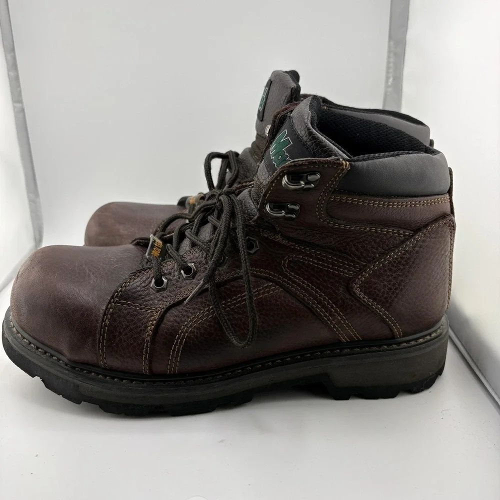 Mack Boots Mens 10 Brown Leather Steel Toe Work Slip Oil Resistant Ankle Safety